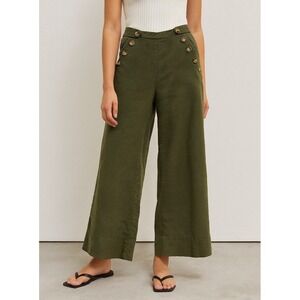 American Eagle Linen Blend Wide Leg Cropped Pants S Nautical Beachy Casual Boho